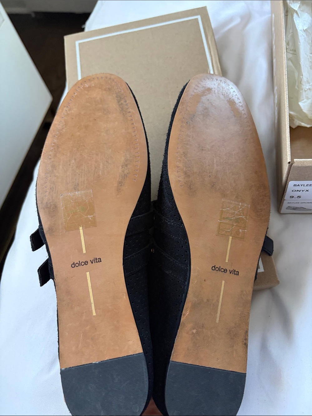Dolce Vita Black Mary Jane Flats with Double Gold Buckles - Picture 3 of 4